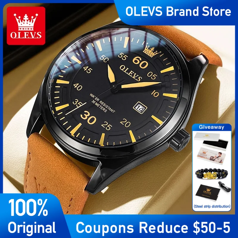 OLEVS Mens Watch Luxury Original Quartz Watch Leather Strap Waterproof calendar Men's Wristwatch Top Brand Reloj
OLEVS Mens Watch Luxury Original Quartz Watch Leather Strap Waterproof calendar Men's Wristwatch Top Brand Reloj