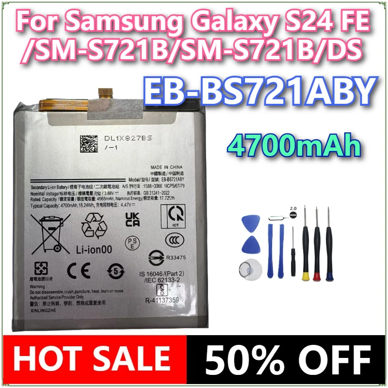 Brand New EB-BS721ABY 4700mAh Mobile Phone Battery For Samsung Galaxy S24 FE/SM-S721B/SM-S721B/DS + tools
Brand New EB-BS721ABY 4700mAh Mobile Phone Battery For Samsung Galaxy S24 FE/SM-S721B/SM-S721B/DS + tools