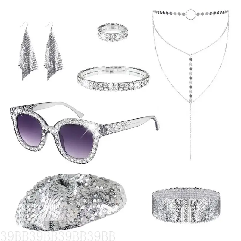 39BB 70s Costume for Women Disco Outfit Glasses Earring Bracelet Halloween Accessory
39BB 70s Costume for Women Disco Outfit Glasses Earring Bracelet Halloween Accessory