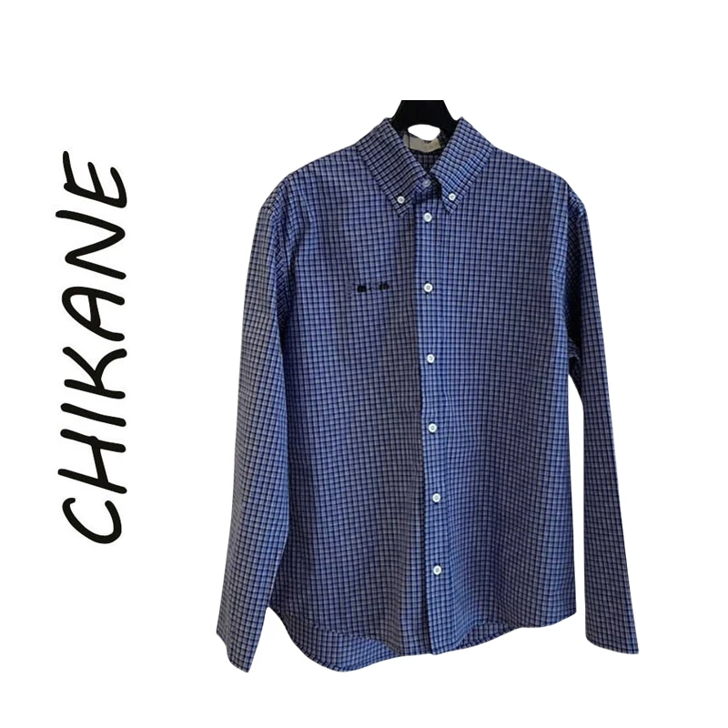 High-End Blue Plaid Long Sve irt Women's Premium Faion Letter Embroidery Collar Top Korean Sle Straight Cut
High-End Blue Plaid Long Sve irt Women's Premium Faion Letter Embroidery Collar Top Korean Sle Straight Cut