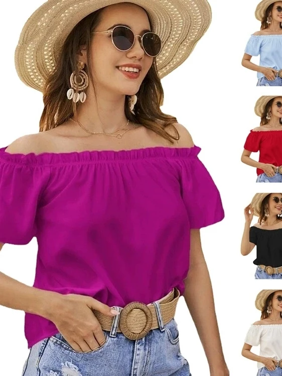 Однотонная женская блузка на одно плечо с вырезом-лодочкой, короткий рукав, полиэстер, весна-лето, повседневная, свободный крой, цветная
Однотонная женская блузка на одно плечо с вырезом-лодочкой, короткий рукав, полиэстер, весна-лето, повседневная, свободный крой, цветная