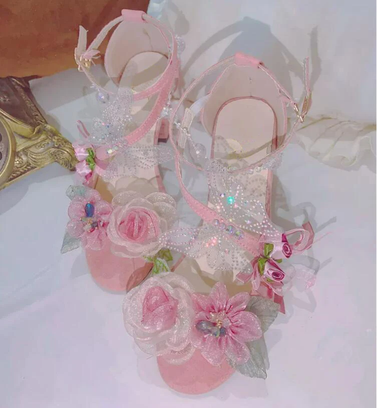 Sweet Pink Chiffon Flower Chunky Heels Sandals Beading Chains Front Ankle Strap with Butterfly Women Bohemia Sandals Shoes
Sweet Pink Chiffon Flower Chunky Heels Sandals Beading Chains Front Ankle Strap with Butterfly Women Bohemia Sandals Shoes