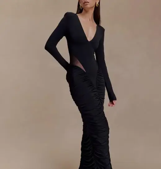 Women's Dresses Autumn & Winter New Temperament High Waist Long Sleeve Deep V-Neck Sexy Pleated Hollow Out Wrap Dress
Women's Dresses Autumn & Winter New Temperament High Waist Long Sleeve Deep V-Neck Sexy Pleated Hollow Out Wrap Dress