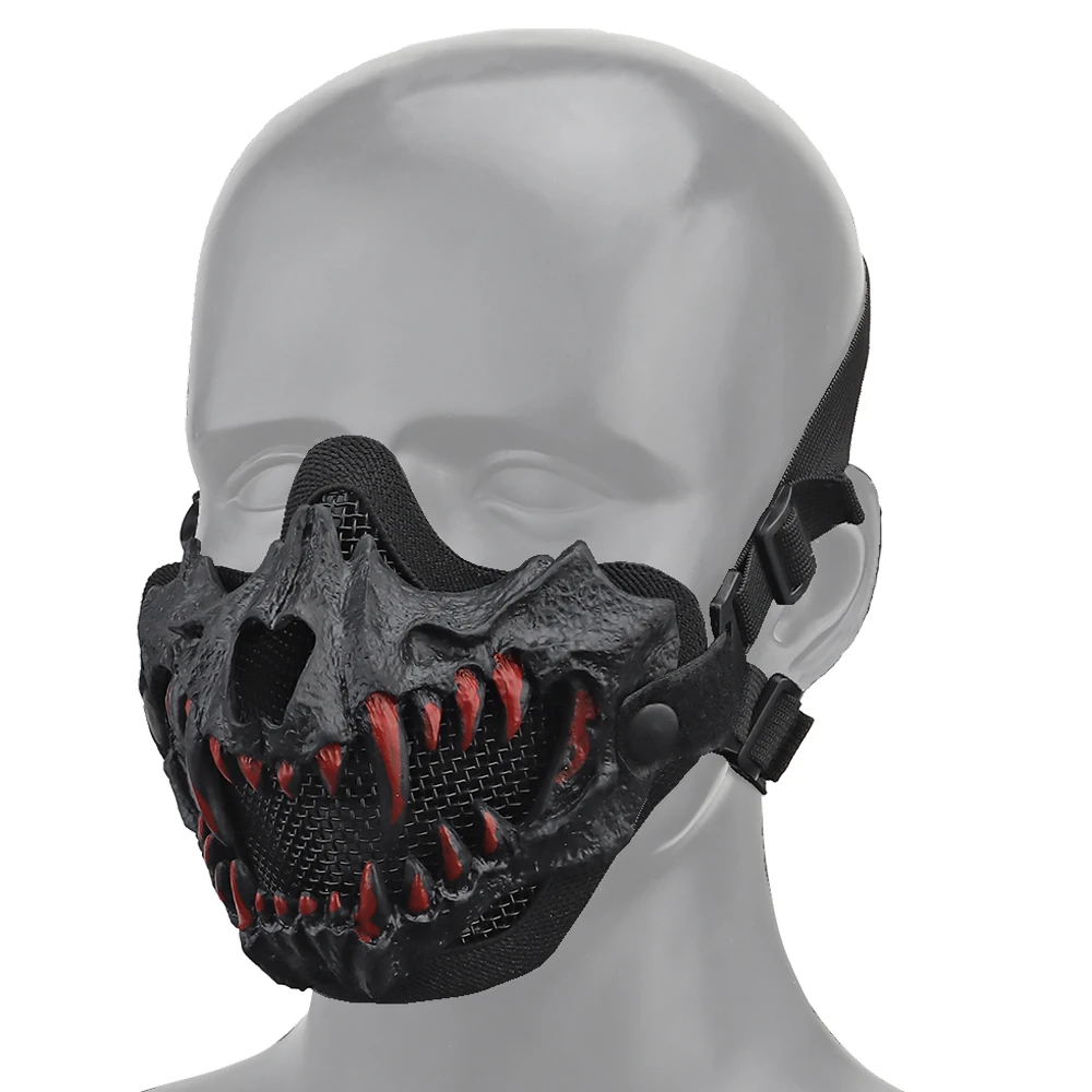 Airsoft Face Mask Breathable Steel Mesh Paintball CS Wargame Protective Masks Adjustable Halloween Cosplay Fangs Horror Props
Airsoft Face Mask Breathable Steel Mesh Paintball CS Wargame Protective Masks Adjustable Halloween Cosplay Fangs Horror Props