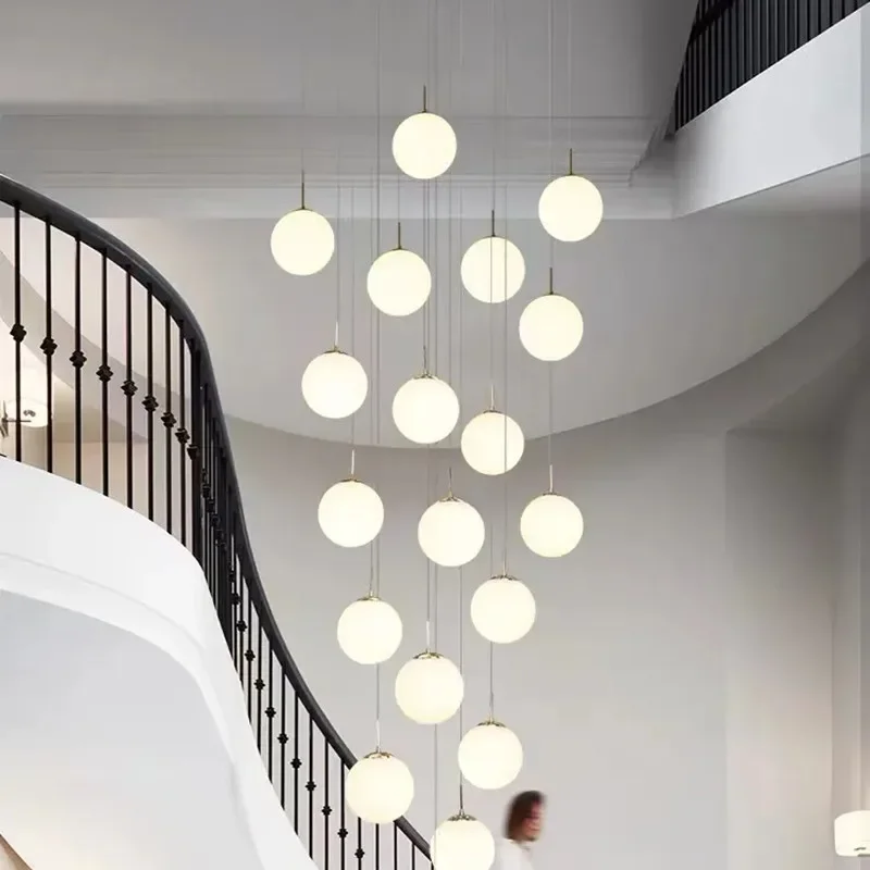 Nordic White Glass Chandelie E27 for Stairs Living Dining Room Pendant Lamp Minimalist Decor Lighting Suspension Design Fixture 
Nordic White Glass Chandelie E27 for Stairs Living Dining Room Pendant Lamp Minimalist Decor Lighting Suspension Design Fixture