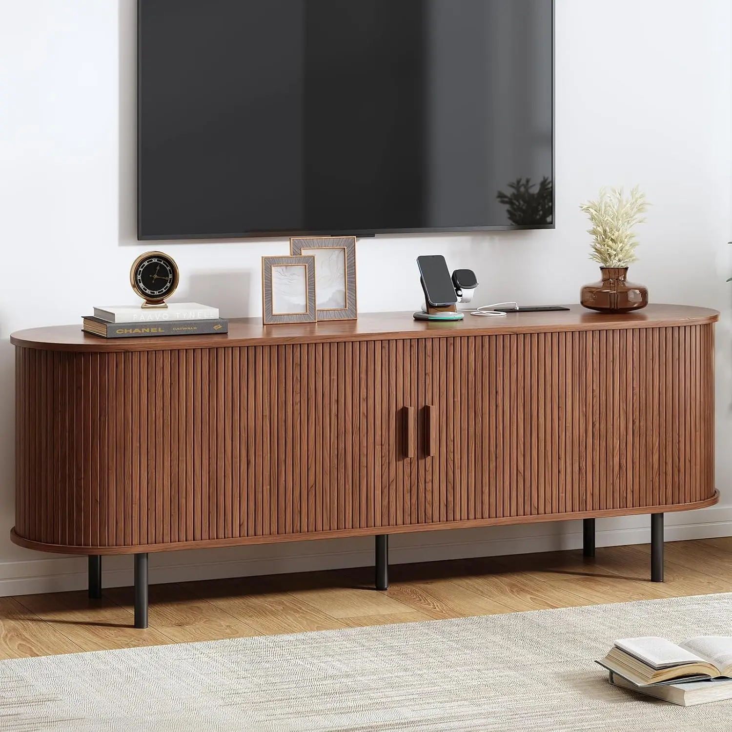 63" TV Stand with Power Outlet, Modern Media Console with Sliding Doors, Entertainment Center for TVs up to 60 Inch
63" TV Stand with Power Outlet, Modern Media Console with Sliding Doors, Entertainment Center for TVs up to 60 Inch