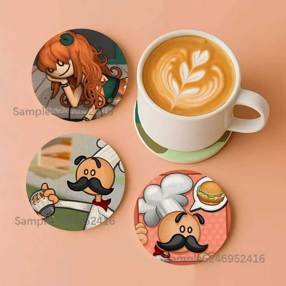 P-Papa Louie Game Pals Round Wooden Coasters Heat Resistant Non-slip Drink Cafe Decoration 2D Flat Color Print Set
P-Papa Louie Game Pals Round Wooden Coasters Heat Resistant Non-slip Drink Cafe Decoration 2D Flat Color Print Set