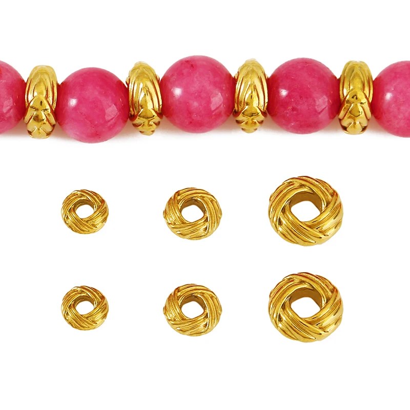 10pcs Stainless Steel Gold Plated Twisted Weave Spacer Beads Hemp Rope Loose Bead for DIY Bracelets Jewelry Making Accessories
10pcs Stainless Steel Gold Plated Twisted Weave Spacer Beads Hemp Rope Loose Bead for DIY Bracelets Jewelry Making Accessories