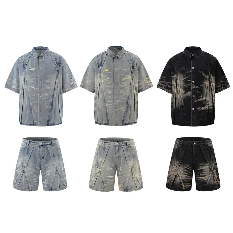 Men's Ripped Hip Hop Jeans Shirts Fashion High Streetwear Distressed Denim Shirt Washed Vintage Short Sleeve Tops With Holes
Men's Ripped Hip Hop Jeans Shirts Fashion High Streetwear Distressed Denim Shirt Washed Vintage Short Sleeve Tops With Holes