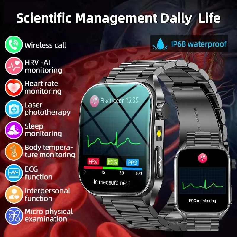 LIGE New ECG+PPG Smart Watch 24-hours 650nm Laser Monitors Body Health men's watches 410*502 AMOLED Screen Waterproof Smartwatch
LIGE New ECG+PPG Smart Watch 24-hours 650nm Laser Monitors Body Health men's watches 410*502 AMOLED Screen Waterproof Smartwatch