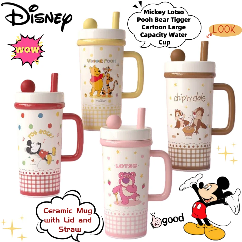 Disney Mickey Lotso Pooh Bear Tigger Cartoon Large-Capacity Water Cup Creative Anime Merchandise Ceramic Mug with Lid and Straw
Disney Mickey Lotso Pooh Bear Tigger Cartoon Large-Capacity Water Cup Creative Anime Merchandise Ceramic Mug with Lid and Straw