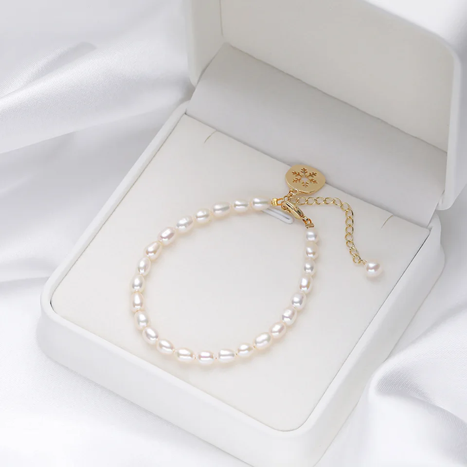 4-5mm Rice Shape Freshwater Pearl Bracelet 16cm+3cm Adjustable Pearl Bracelet Jewelry Gift 2026 New Arrivals
4-5mm Rice Shape Freshwater Pearl Bracelet 16cm+3cm Adjustable Pearl Bracelet Jewelry Gift 2026 New Arrivals