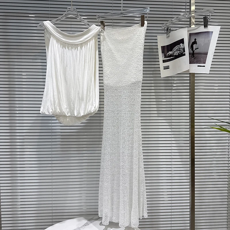2026 Spring New Pure Desire Style Two Piece Set Women Off Shoulder Tank Top+Hook Flower Micro Transparent Fish Tail Skirt
2026 Spring New Pure Desire Style Two Piece Set Women Off Shoulder Tank Top+Hook Flower Micro Transparent Fish Tail Skirt