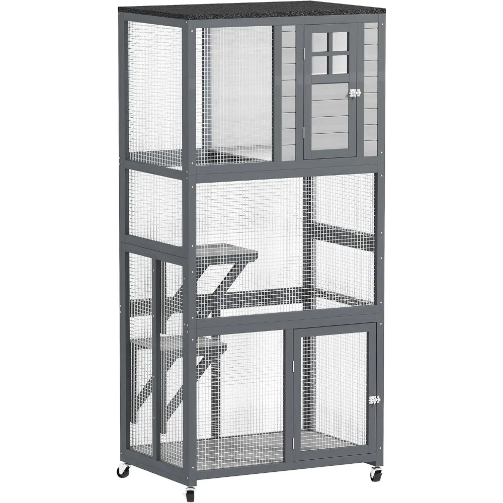 74" Wooden Catio Outdoor Cat House Weatherproof & Wheeled, Outside Cat Enclosure with High Weight Capacity, Kitten Cage Condo,
74" Wooden Catio Outdoor Cat House Weatherproof & Wheeled, Outside Cat Enclosure with High Weight Capacity, Kitten Cage Condo,
