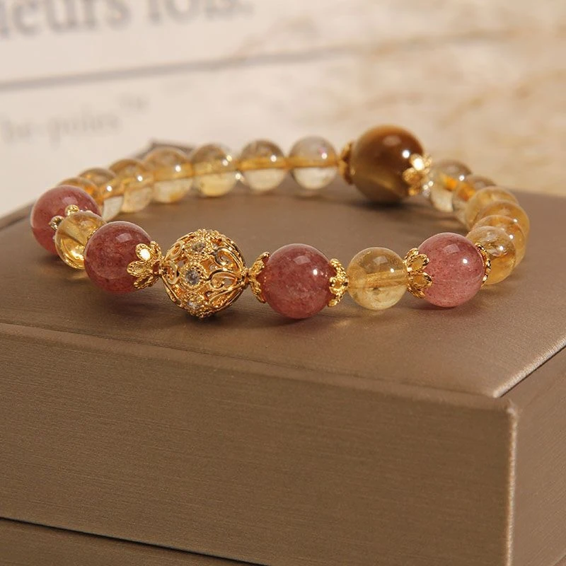 Citrine for women, golden rutilated quartz, tiger eye stone bracelet, niche vintage high-end feel, strawberry crystal b
Citrine for women, golden rutilated quartz, tiger eye stone bracelet, niche vintage high-end feel, strawberry crystal b