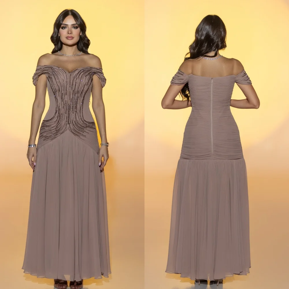 Customized Formal High Quality Chiffon Pleat Ruched Beading Sequined A-line Off-the-shoulder Long Dresses Evening Dresses Retro
Customized Formal High Quality Chiffon Pleat Ruched Beading Sequined A-line Off-the-shoulder Long Dresses Evening Dresses Retro