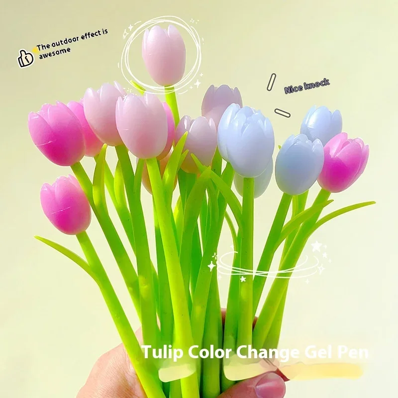 10Pcs/Lot Cute Tulip Creative Color Changing Gel Pens Silicone Flower Kawaii Neutral Pen Writing 0.5mm Black School Supplies
10Pcs/Lot Cute Tulip Creative Color Changing Gel Pens Silicone Flower Kawaii Neutral Pen Writing 0.5mm Black School Supplies