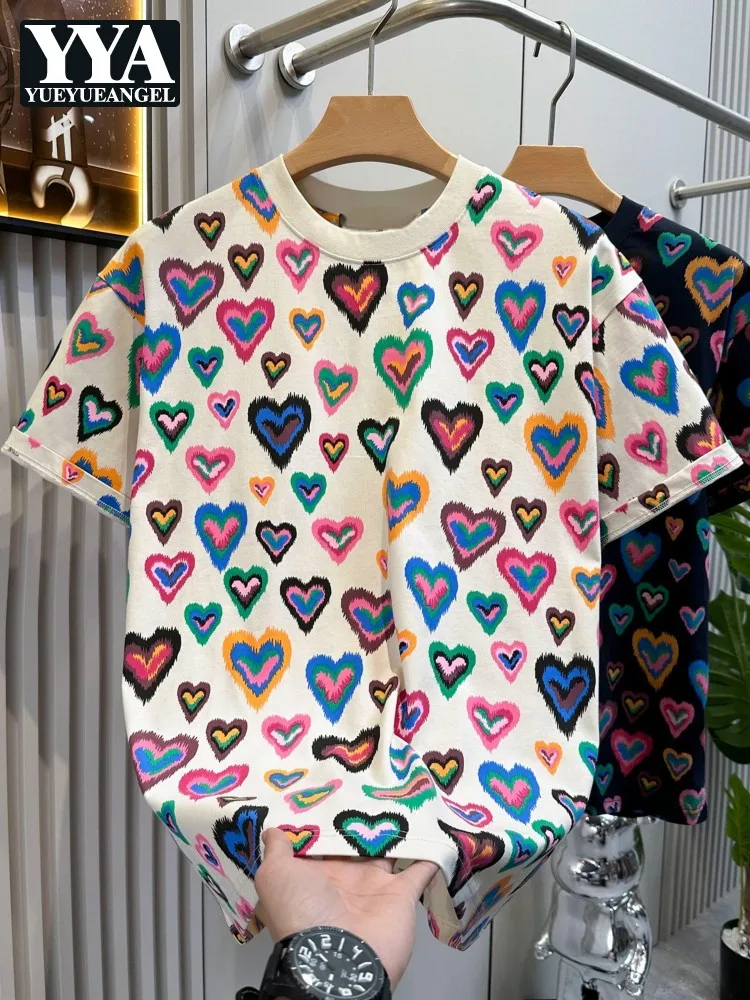 Fashion Colorful Heart Shaped Print Casual T Shirt Male O Neck Short Sleeve Cotton Pullover Tees Top Streetwear Summer T Shirts
Fashion Colorful Heart Shaped Print Casual T Shirt Male O Neck Short Sleeve Cotton Pullover Tees Top Streetwear Summer T Shirts