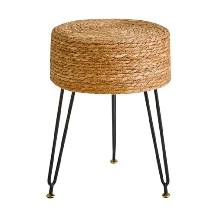 Pouf Ottoman, Handmade Natural Water Hyacinth, Pastoral Style Footrest, Footstool with 4 Metal Legs Round Vanity Stool for Bedr
Pouf Ottoman, Handmade Natural Water Hyacinth, Pastoral Style Footrest, Footstool with 4 Metal Legs Round Vanity Stool for Bedr