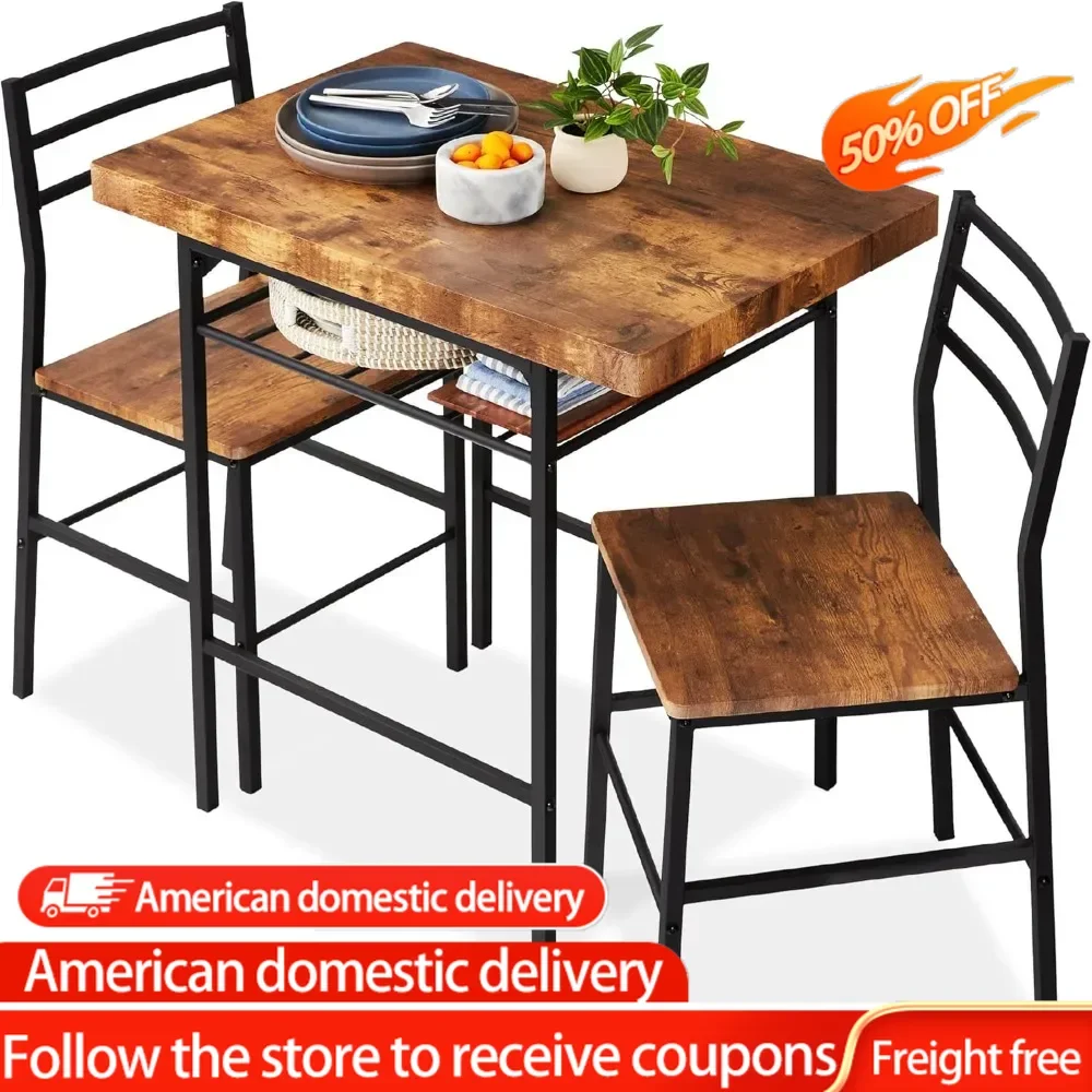 3-Piece Modern Dining Set, Space Saving Dinette for Kitchen, Dining Room, Small Space w/Steel Frame, Built-in Storage Brown
3-Piece Modern Dining Set, Space Saving Dinette for Kitchen, Dining Room, Small Space w/Steel Frame, Built-in Storage Brown