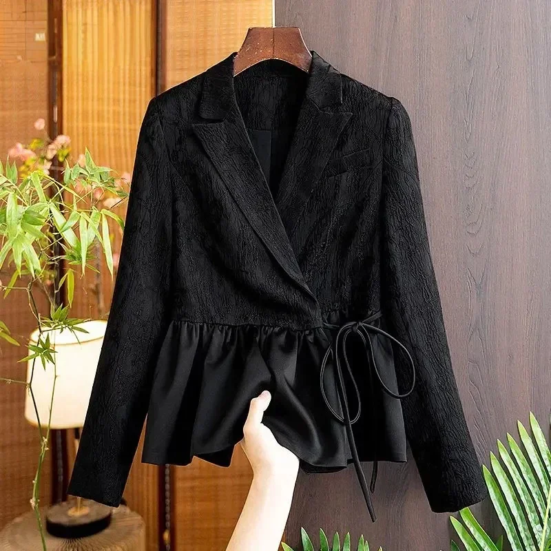 New Lace Up Short Coat Patchwork Black Velvet Jacket Chaqueta Mujer Jacquard Tops Vintage Autumn Blazers Women Suits Collar
New Lace Up Short Coat Patchwork Black Velvet Jacket Chaqueta Mujer Jacquard Tops Vintage Autumn Blazers Women Suits Collar