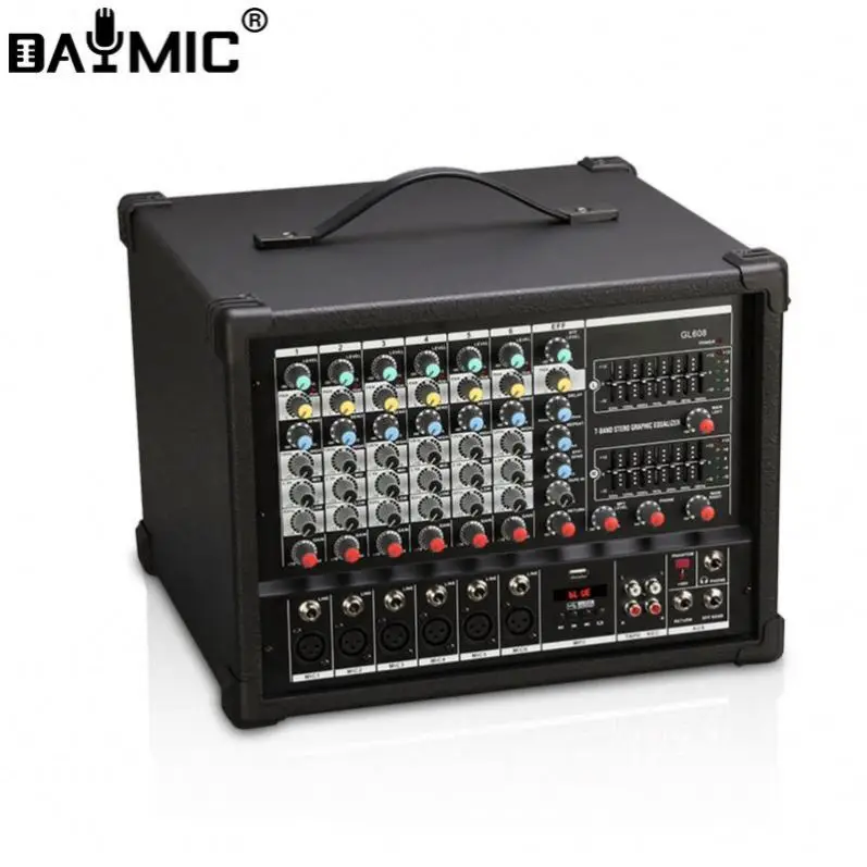 Karaoke 500W audio mixer Live show 6 Channel Professional Amplifier Audio Power Mixer
Karaoke 500W audio mixer Live show 6 Channel Professional Amplifier Audio Power Mixer