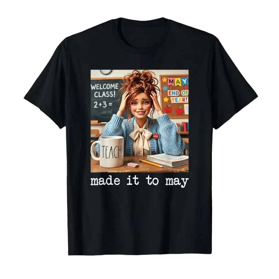Funny Made It to May Teacher Girls Meme Last Day of School T-shirt For Men Women 100% Cotton T Shirts Short Sleeve Tops 0427-2
Funny Made It to May Teacher Girls Meme Last Day of School T-shirt For Men Women 100% Cotton T Shirts Short Sleeve Tops 0427-2