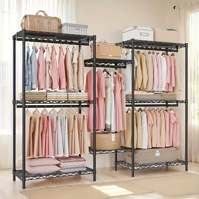1pc Heavy Duty Garment Rack, Metal Freestanding Clothing Organizer, No Tools Needed, Space-Saving for Home & Wardrobe Storage, Black, 77"H x 74.8"L x 17.7"W
1pc Heavy Duty Garment Rack, Metal Freestanding Clothing Organizer, No Tools Needed, Space-Saving for Home & Wardrobe Storage, Black, 77"H x 74.8"L x 17.7"W