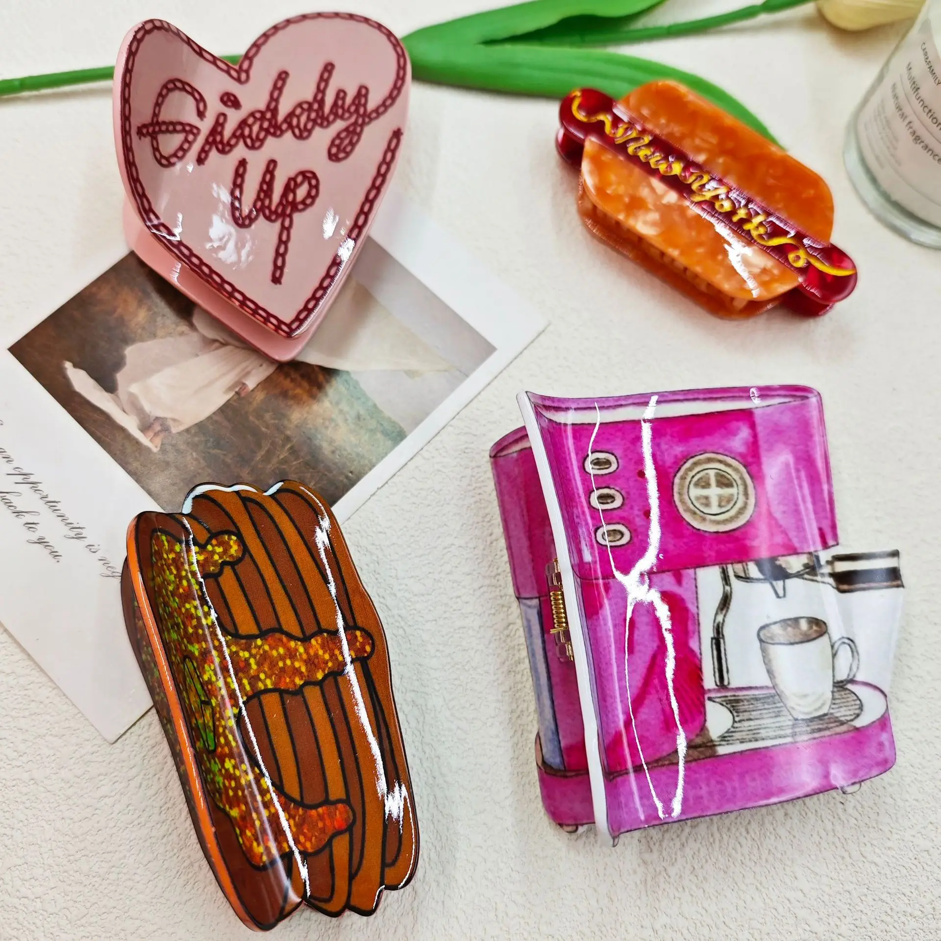 2026 NEW Exquisitely Designed Cartoon Food Hair Claw Coffee Machine Acetate Hair Claw Clips Hair Accessories for Women Girls
2026 NEW Exquisitely Designed Cartoon Food Hair Claw Coffee Machine Acetate Hair Claw Clips Hair Accessories for Women Girls