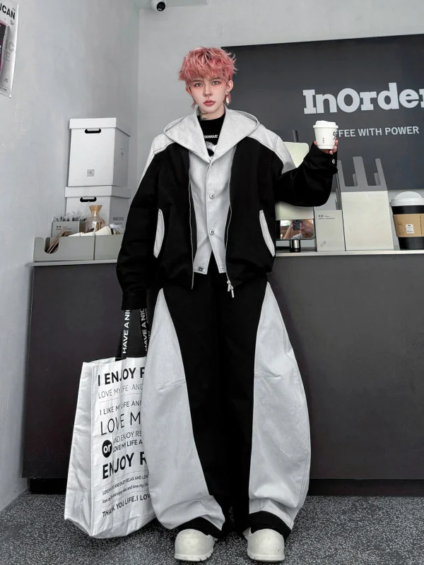 Fashionable Color Block Hooded Jacket And Wide Leg Pants Set for Men Casual Sportswear Long Sleeve Spring Collection
Fashionable Color Block Hooded Jacket And Wide Leg Pants Set for Men Casual Sportswear Long Sleeve Spring Collection