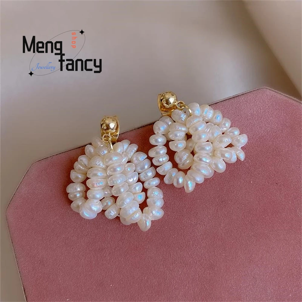 925 Silver Needle French Retro Court Style Freshwater Pearl Earrings, Baroque Multi-Layer Pearl Style Wedding Elegant Earrings
925 Silver Needle French Retro Court Style Freshwater Pearl Earrings, Baroque Multi-Layer Pearl Style Wedding Elegant Earrings