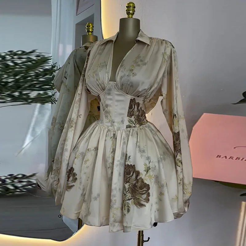 Sexy Floral Printing Long Lantern Sleeve Mini Dress Woman Backless High Waist A-line Club Party Short Dress Vestidos Para Mujer
Sexy Floral Printing Long Lantern Sleeve Mini Dress Woman Backless High Waist A-line Club Party Short Dress Vestidos Para Mujer