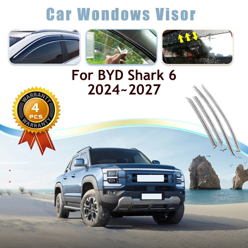 4 шт. автомобильные козырьки для BYD Shark 6 2024 2025 2026 2027 водонепроницаемая защита от солнца и дождя, накладка на лобовое стекло, вентиляционная крышка, автоаксессуары
4 шт. автомобильные козырьки для BYD Shark 6 2024 2025 2026 2027 водонепроницаемая защита от солнца и дождя, накладка на лобовое стекло, вентиляционная крышка, автоаксессуары