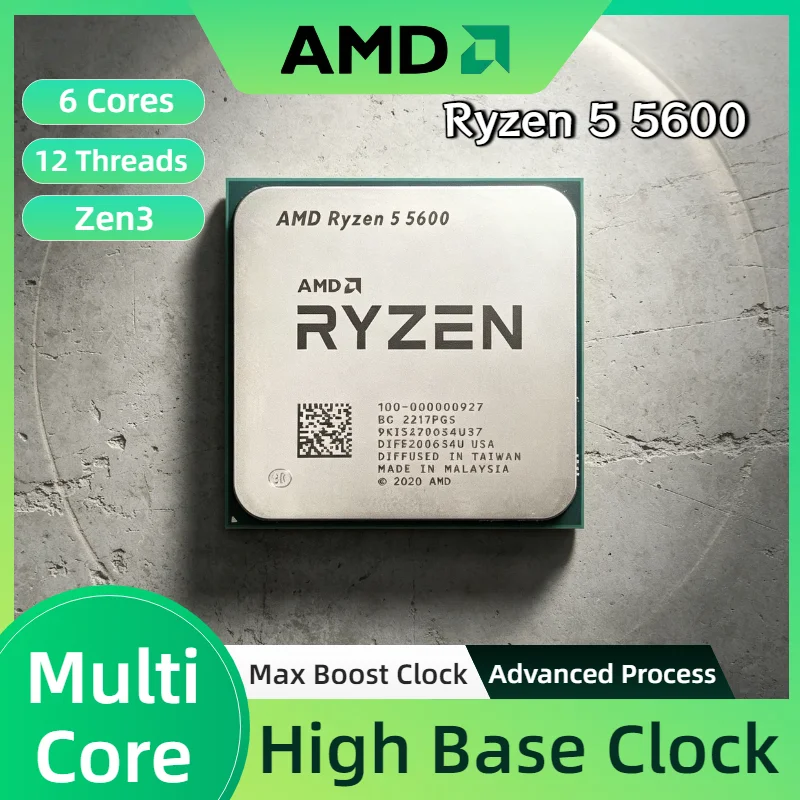 AMD Ryzen 5 5600 6 Core 12 Thread 4.4GHz Boost 65W AM4 Desktop Gaming Processor Tray No Fan Pro Max Unit