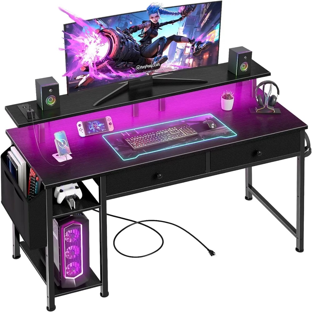 Black Computer Desk with Shelves and Drawers - 47 Inch Home Office Desk with Drawers and Shelves, Small Black Desk with Shelves,
Black Computer Desk with Shelves and Drawers - 47 Inch Home Office Desk with Drawers and Shelves, Small Black Desk with Shelves,