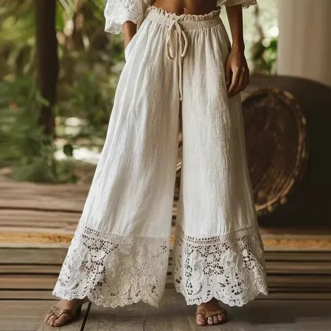 2026 Women's New European and American Spring/Summer Fashion Imitation Cotton and Hemp Solid Color Lace Women's Pants
2026 Women's New European and American Spring/Summer Fashion Imitation Cotton and Hemp Solid Color Lace Women's Pants