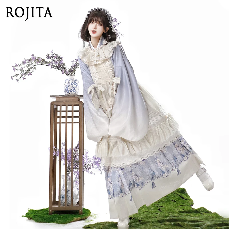 Hanfu Lolita 3-Piece Set: Lace Overdress + Printed Horse Face Skirt + Blouse, Traditional Chinese Style Cosplay Costume
Hanfu Lolita 3-Piece Set: Lace Overdress + Printed Horse Face Skirt + Blouse, Traditional Chinese Style Cosplay Costume