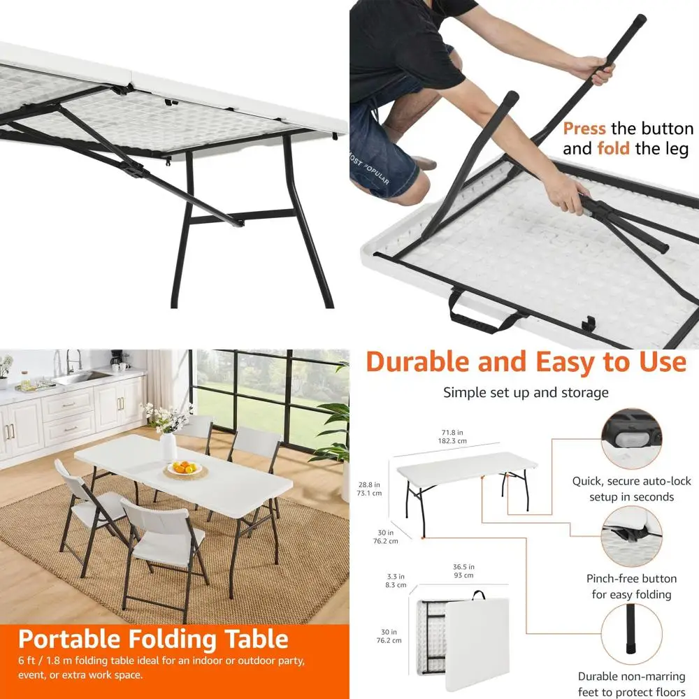 Sturdy 6ft Folding Table, White, Suitable for Indoor and Outdoor Use with Carry Handle
Sturdy 6ft Folding Table, White, Suitable for Indoor and Outdoor Use with Carry Handle
