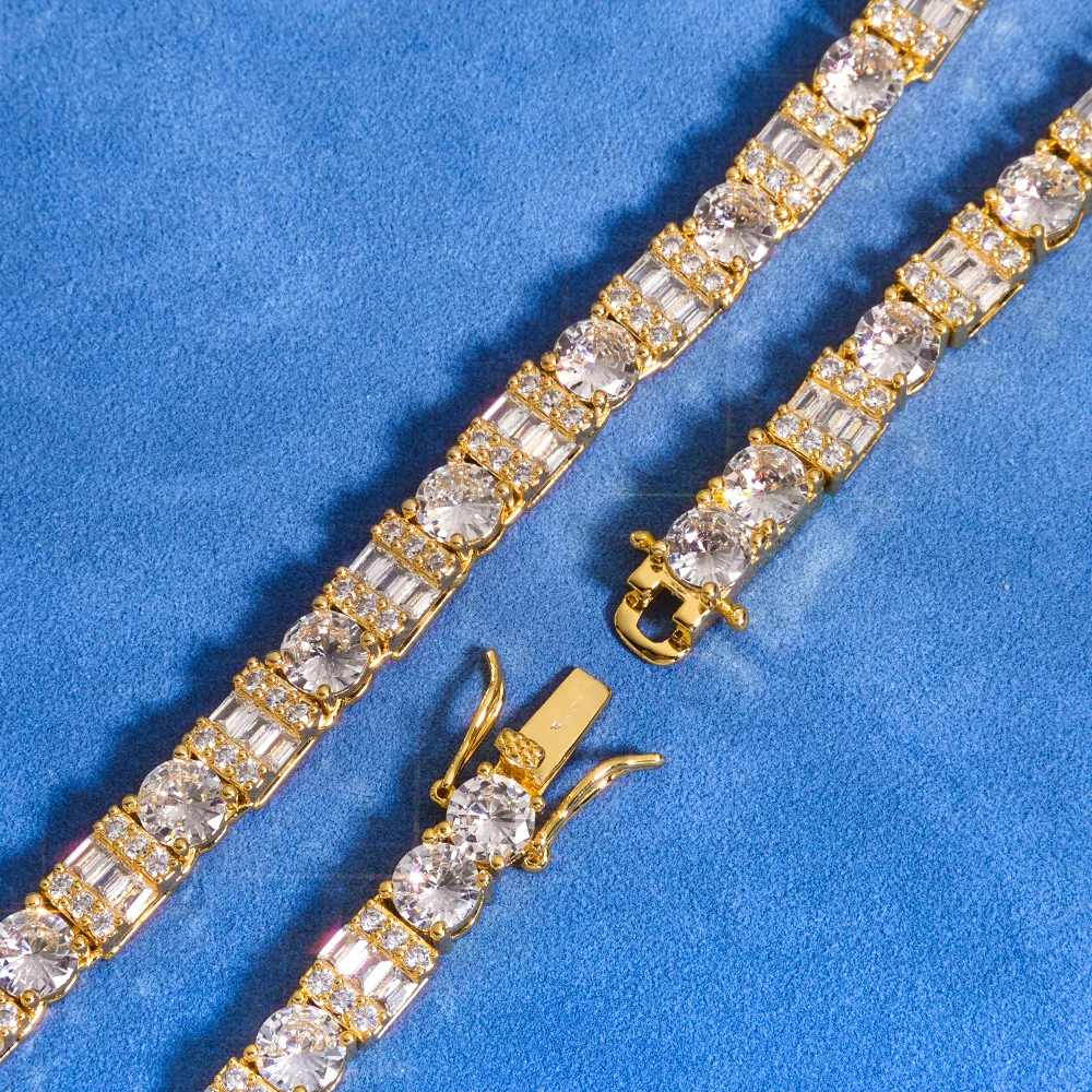 HHIOK Hip Hop Jewelry Tennis Bracelet Iced Out Baguette Round Cut Cubic Zirconia Diamond Tennis Chain
HHIOK Hip Hop Jewelry Tennis Bracelet Iced Out Baguette Round Cut Cubic Zirconia Diamond Tennis Chain