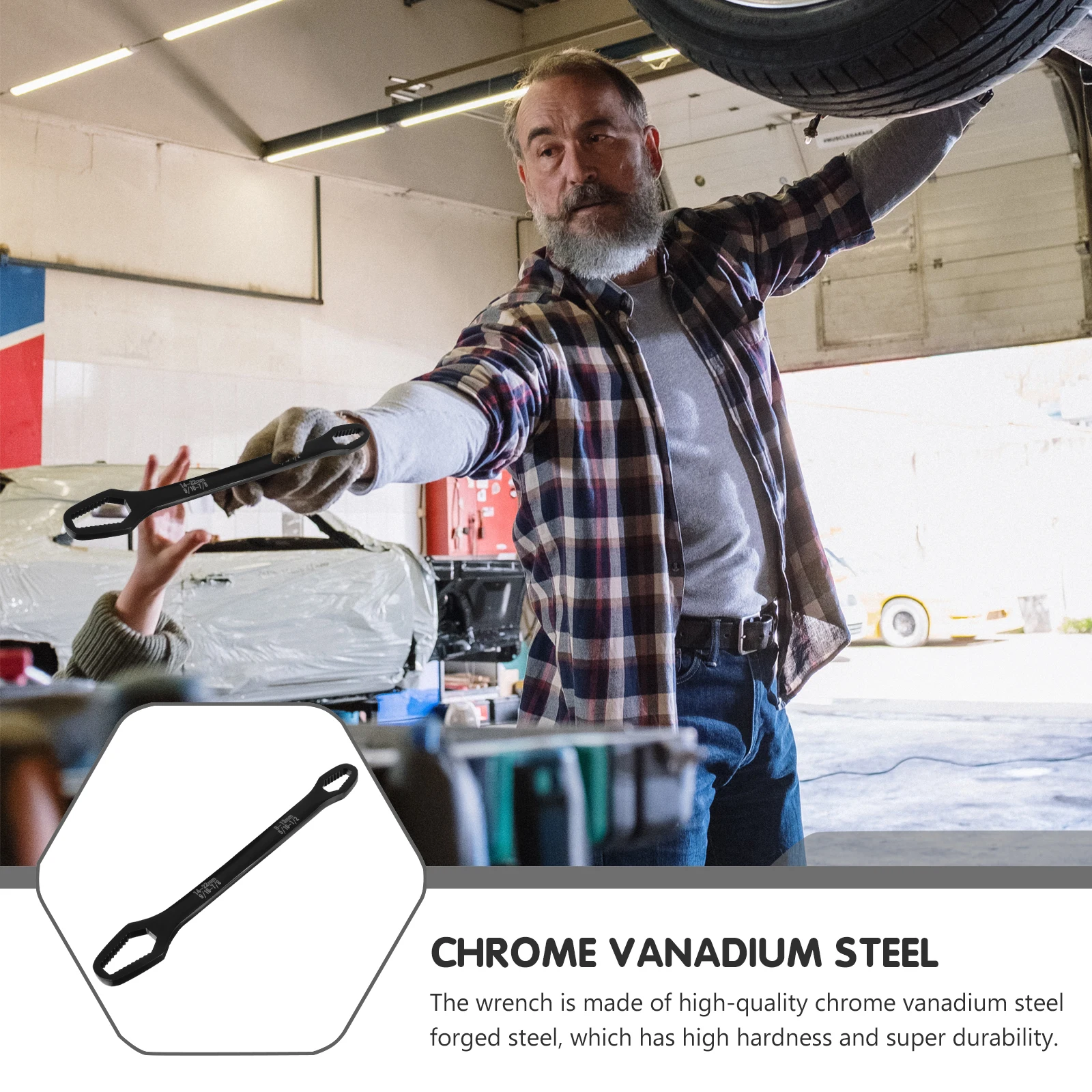 Multipurpose Double End Spanner Self-Tightening Wrench Chrome Vanadium Steel Durable Rust-Resistant Forged Spanner 
Multipurpose Double End Spanner Self-Tightening Wrench Chrome Vanadium Steel Durable Rust-Resistant Forged Spanner