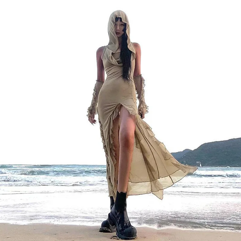 Women's Ruffles Mesh Sleeveless Hooded Dress Summer Beach Y2K Sexy Split Party Dresses Club Night Out Long Dresses
Women's Ruffles Mesh Sleeveless Hooded Dress Summer Beach Y2K Sexy Split Party Dresses Club Night Out Long Dresses