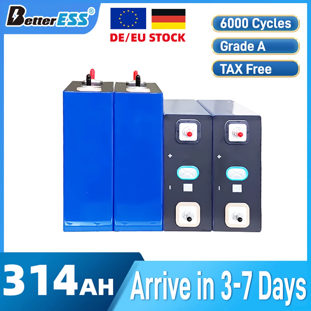 EU Stock Grade A 3.2V 314Ah Lifepo4 Rechargeable Battery Lithium Phosphate Travel Solar Campers Cell 12v 24v batteries Tax Free
EU Stock Grade A 3.2V 314Ah Lifepo4 Rechargeable Battery Lithium Phosphate Travel Solar Campers Cell 12v 24v batteries Tax Free