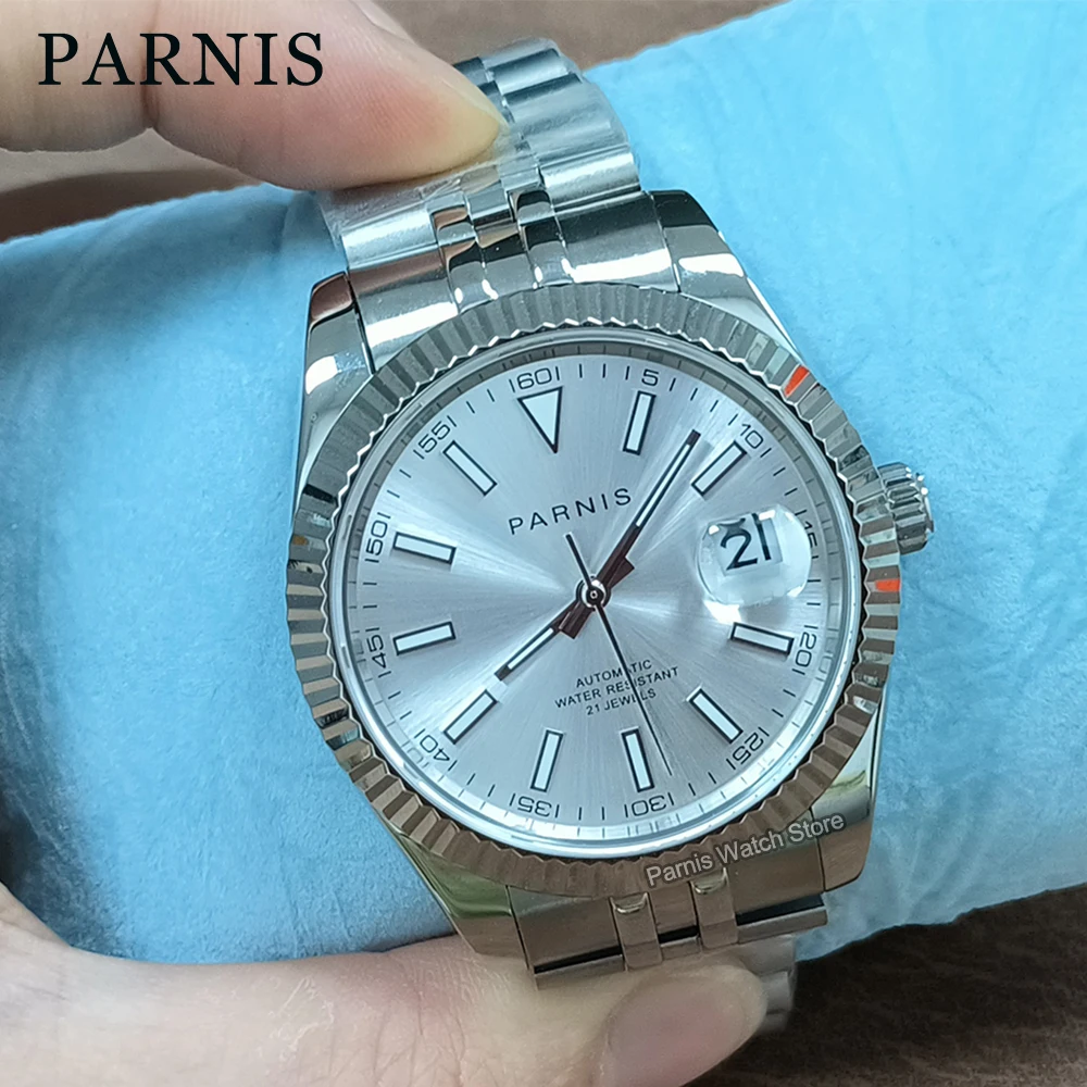 Parnis 39.5mm Japan Miyota8215 Automatic Movement Silver Dial Luminous Marker Men's Wristwatch
Parnis 39.5mm Japan Miyota8215 Automatic Movement Silver Dial Luminous Marker Men's Wristwatch