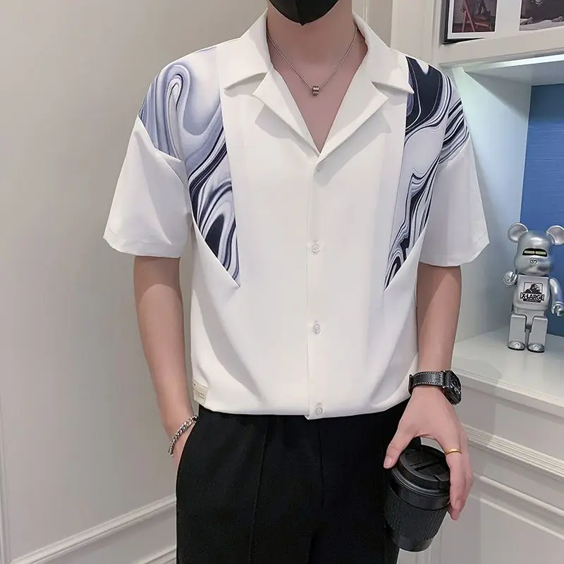 Men's Clothing Stylish Printed Shirts Spliced Casual Turn-down Collar Summer New Single-breasted Loose Basic Short Sleeve Shirts
Men's Clothing Stylish Printed Shirts Spliced Casual Turn-down Collar Summer New Single-breasted Loose Basic Short Sleeve Shirts