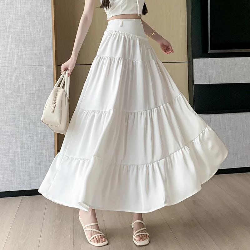 White A Line Pleated Skirt Women Summer Fairycore Elegant Long Skirts Elastic Waist Ruffles Holiday Party Aesthetic Cake Skirts
White A Line Pleated Skirt Women Summer Fairycore Elegant Long Skirts Elastic Waist Ruffles Holiday Party Aesthetic Cake Skirts