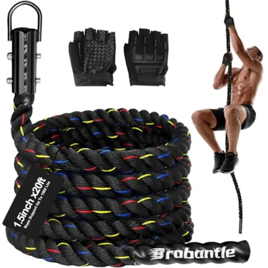 Workout Fitness Climbing Rope 10Feet 15Feet 20Feet 25Feet 30Feet, 1.5" Diameter Gym Climbing Rope for Strength Training, Exerci
Workout Fitness Climbing Rope 10Feet 15Feet 20Feet 25Feet 30Feet, 1.5" Diameter Gym Climbing Rope for Strength Training, Exerci
