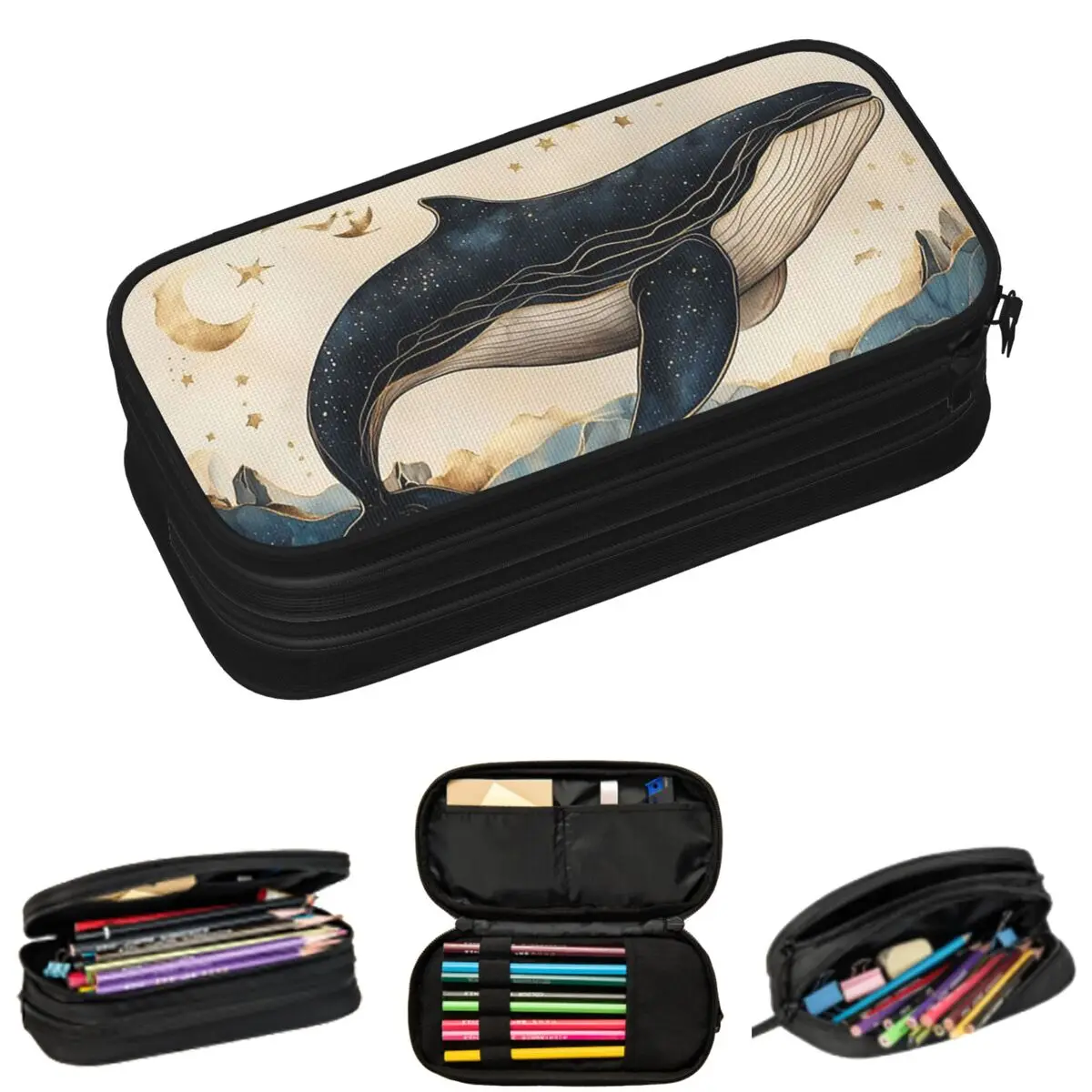 Golden Blue Aesthetic Whale Pencil Cases for Student Gifts Pen Box Pencil Bag Large Storage Pencil Pouch
Golden Blue Aesthetic Whale Pencil Cases for Student Gifts Pen Box Pencil Bag Large Storage Pencil Pouch