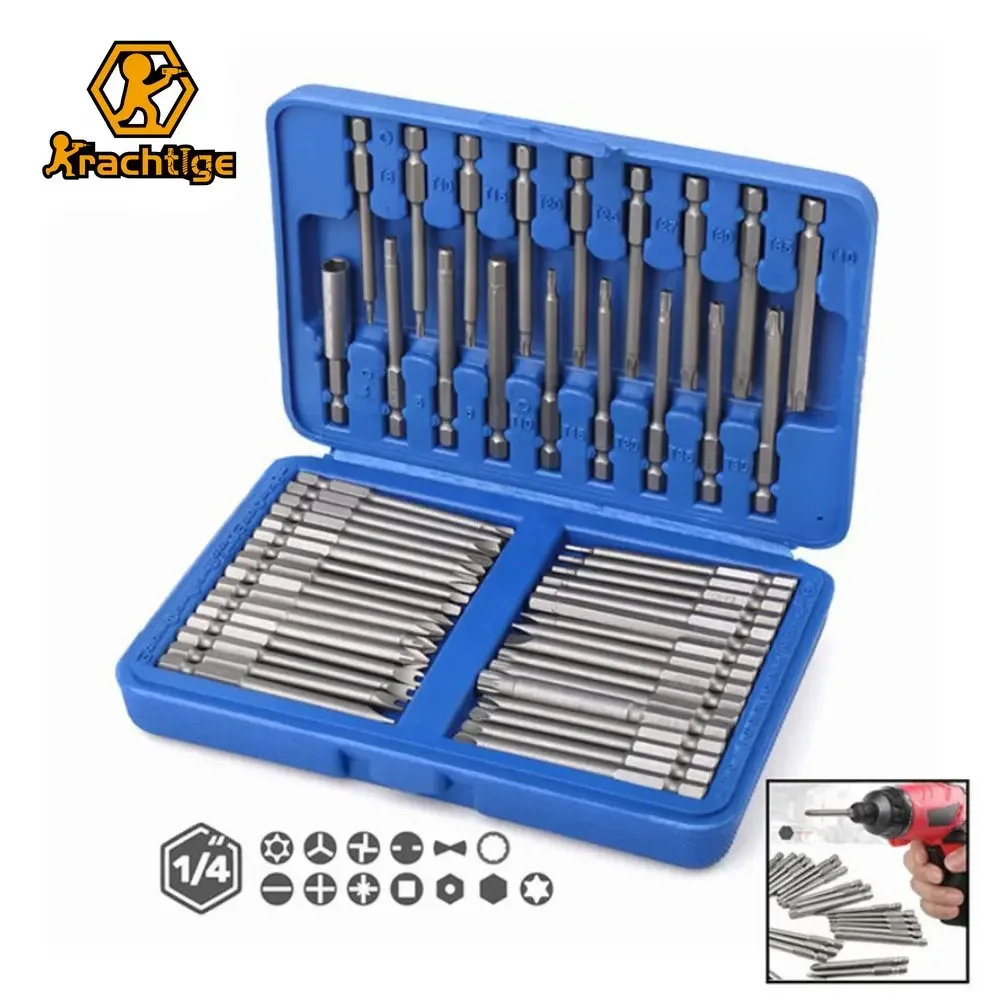 Krachtige 50Pcs 75mm Extra Long Magnetic Screwdriver Bit Set Square Spanner Bits Security Torx Hex Star Professional Hand Tools
Krachtige 50Pcs 75mm Extra Long Magnetic Screwdriver Bit Set Square Spanner Bits Security Torx Hex Star Professional Hand Tools