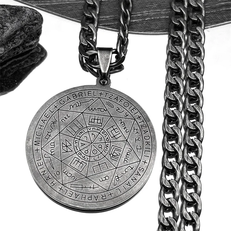 Seven Archangels Amulet Stainless Steel Necklaces for Men Black Color Seal of Salomon Amulet Christian Protection Jewelry Gift
Seven Archangels Amulet Stainless Steel Necklaces for Men Black Color Seal of Salomon Amulet Christian Protection Jewelry Gift