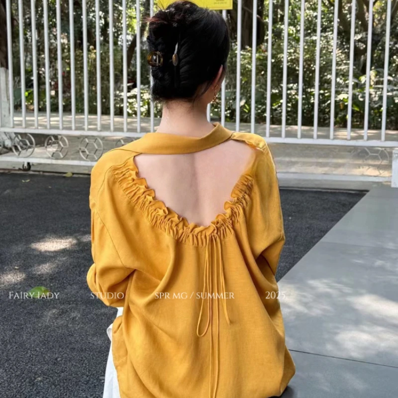 2026 new Spring and Autumn Korean style outfit with hollowed out backless design, light luxury Western style top, lace up long s
2026 new Spring and Autumn Korean style outfit with hollowed out backless design, light luxury Western style top, lace up long s